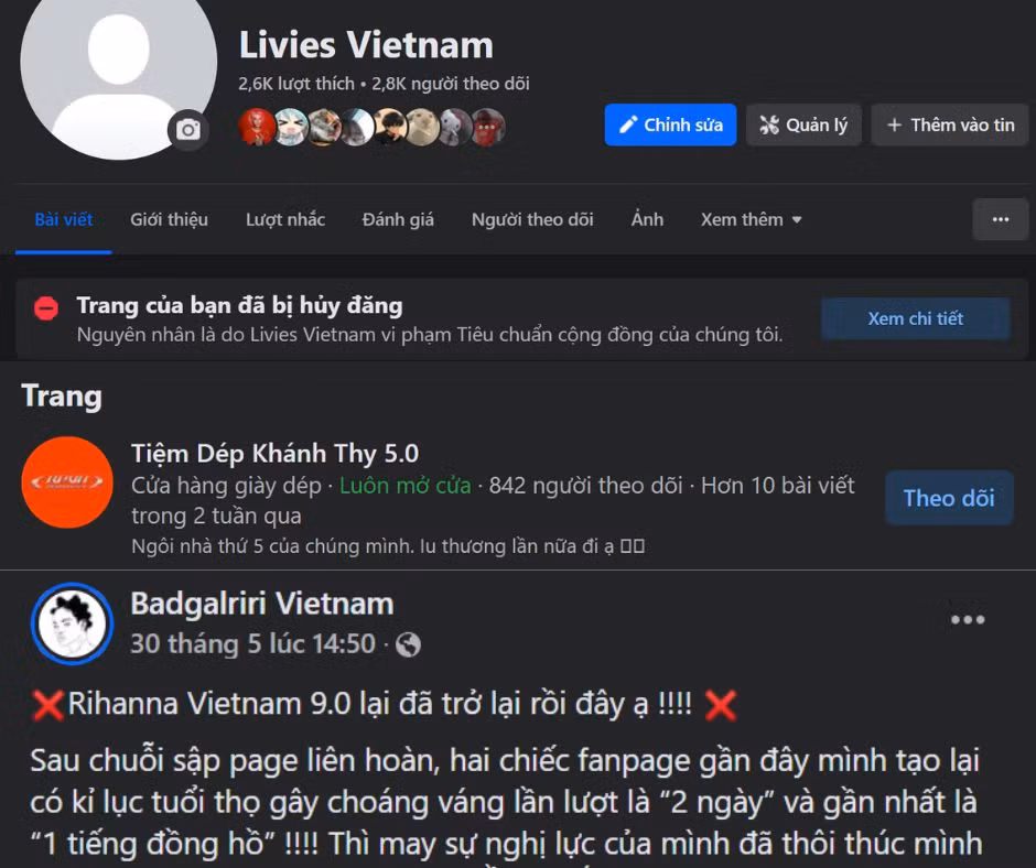 Nhiều fanpage khác cũng gặp tình trạng tương tự và phải lập lại trang.