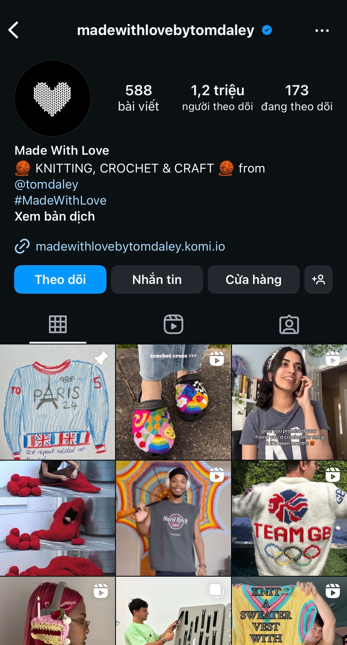 Tài khoản chỉ dành riêng đăng tải những tác phẩm đan móc len của nam vận động viên. Tài khoản chỉ dành riêng đăng tải những tác phẩm đan móc len của nam vận động viên.