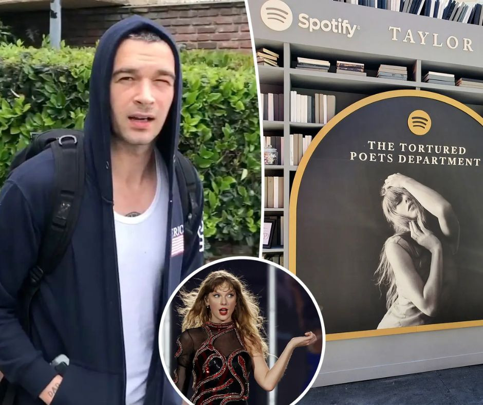 Matty Healy được cánh săn ảnh hỏi về album mới của Taylor Swift.