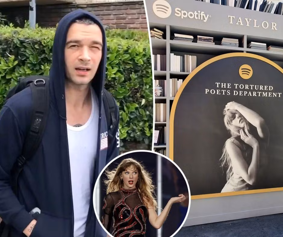Matty Healy được cánh săn ảnh hỏi về album mới của Taylor Swift.