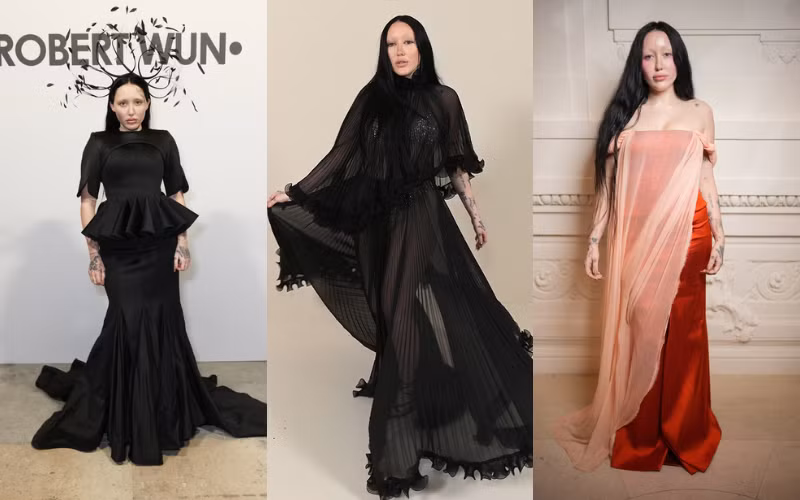 Em út nhà Cyrus theo đuổi phong cách thời trang nổi loạn, phảng phất chất Gothic.