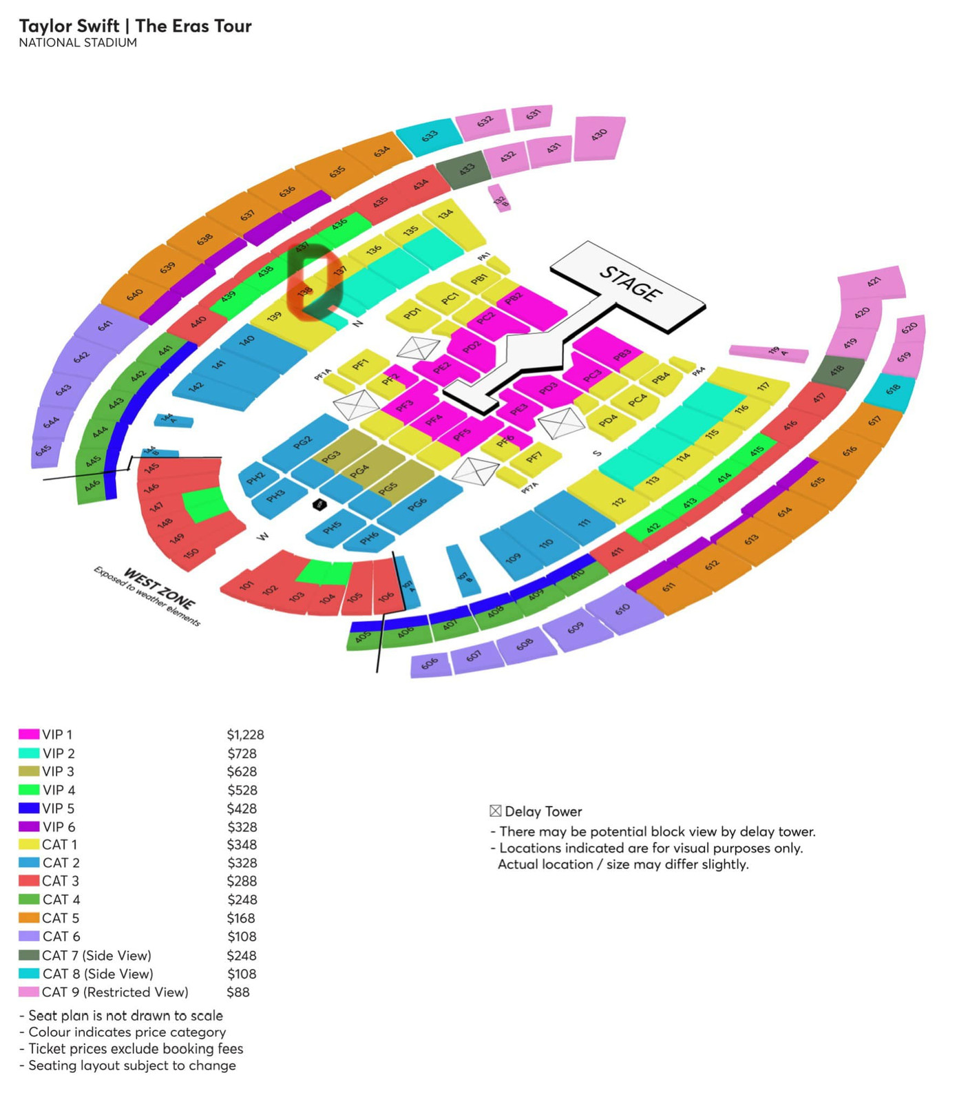 Giá vé của The Eras Tour tại Singapore.