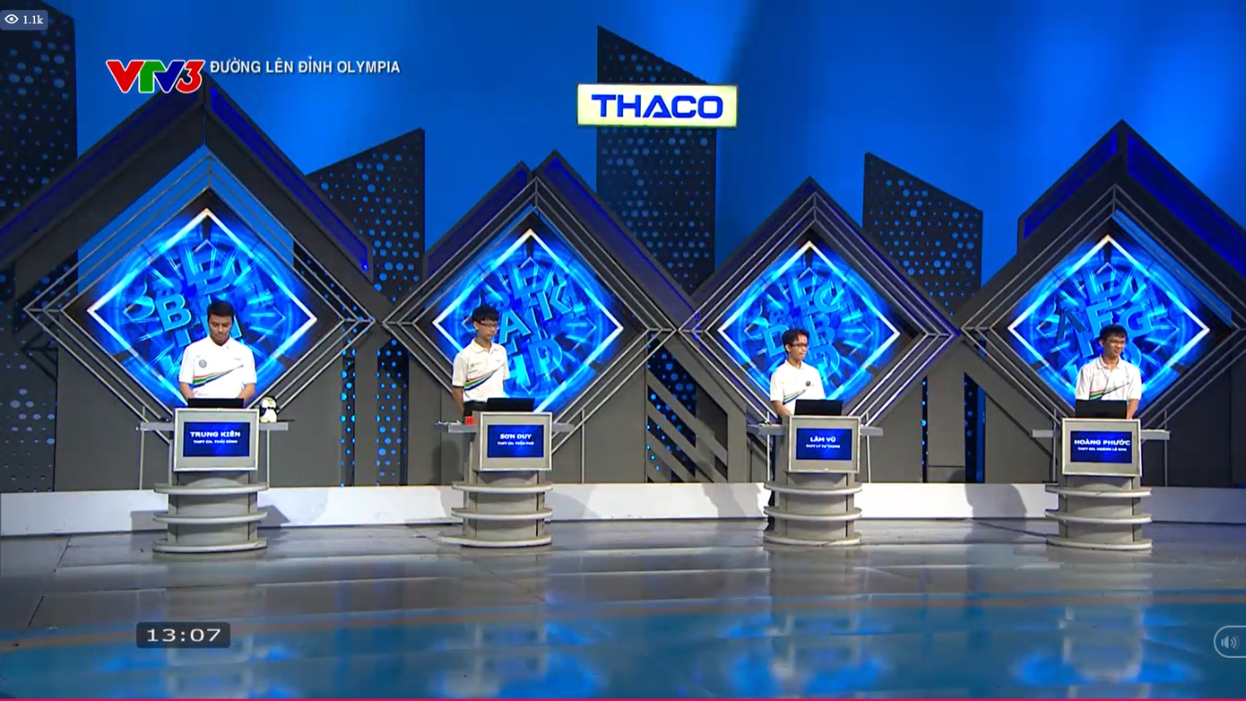 Bốn thí sinh tại phần thi Khởi động đầu tiên. Bốn thí sinh tại phần thi Khởi động đầu tiên.