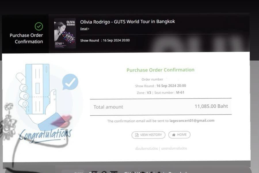 Những tấm vé cho Guts World Tour tại Bangkok được fan săn thành công. Những tấm vé cho Guts World Tour tại Bangkok được fan săn thành công.