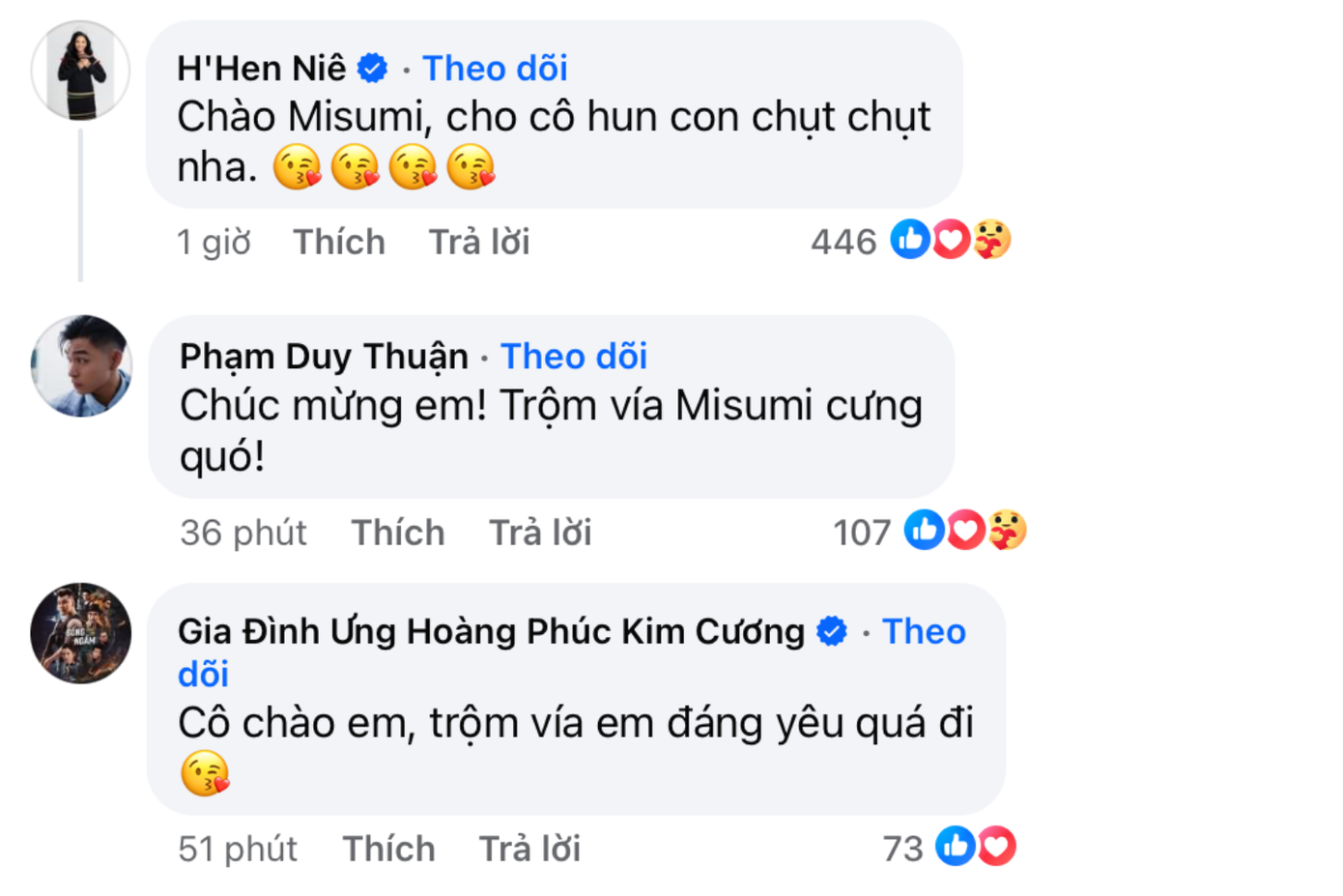 Nhiều bạn bè nghệ sĩ cũng gửi lời chúc và quan tâm đến con gái của Bảo Anh. Nhiều bạn bè nghệ sĩ cũng gửi lời chúc và quan tâm đến con gái của Bảo Anh.