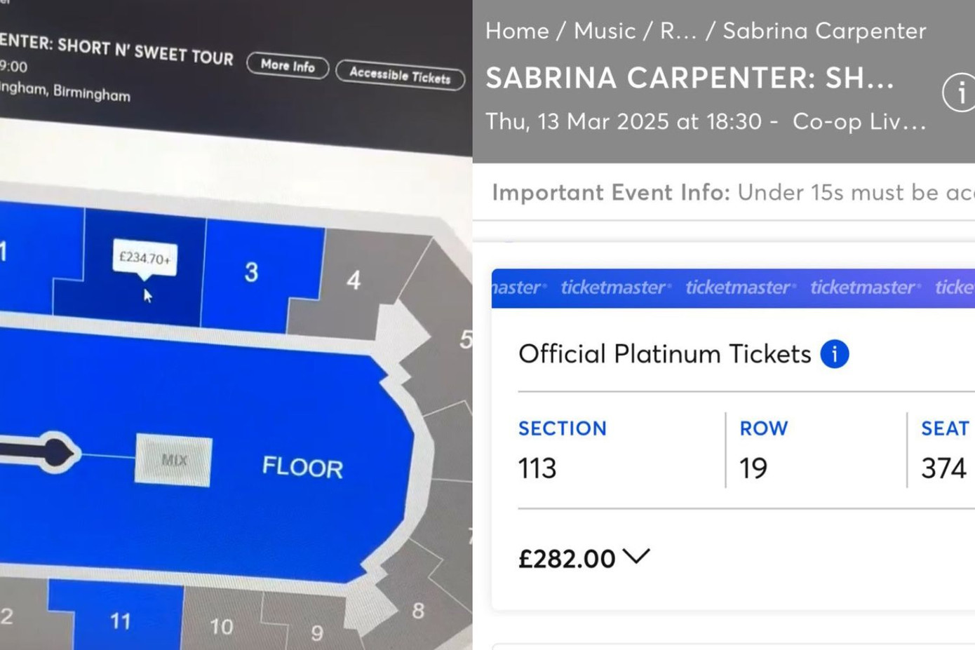 Người hâm mộ phàn nàn về giá vé ở vị trí quá xa sân khấu.