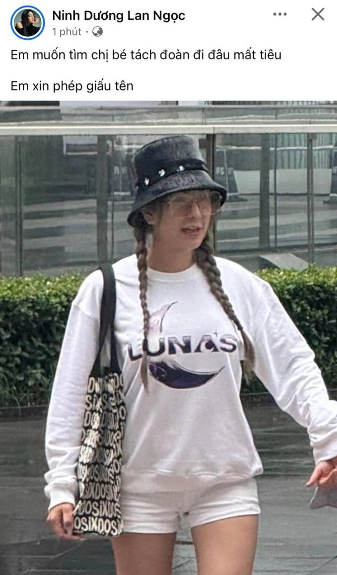 &quot;Chị đẹp&apos;&apos; Diệp Lâm Anh diện chiếc áo có logo của nhóm nhạc &quot;chị đẹp&quot; LUNAS.