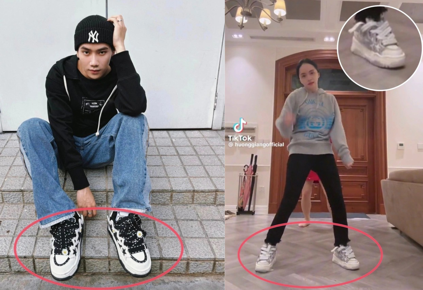 Trần Nhậm - Hương Giang bị "soi" sở hữu giày đôi.