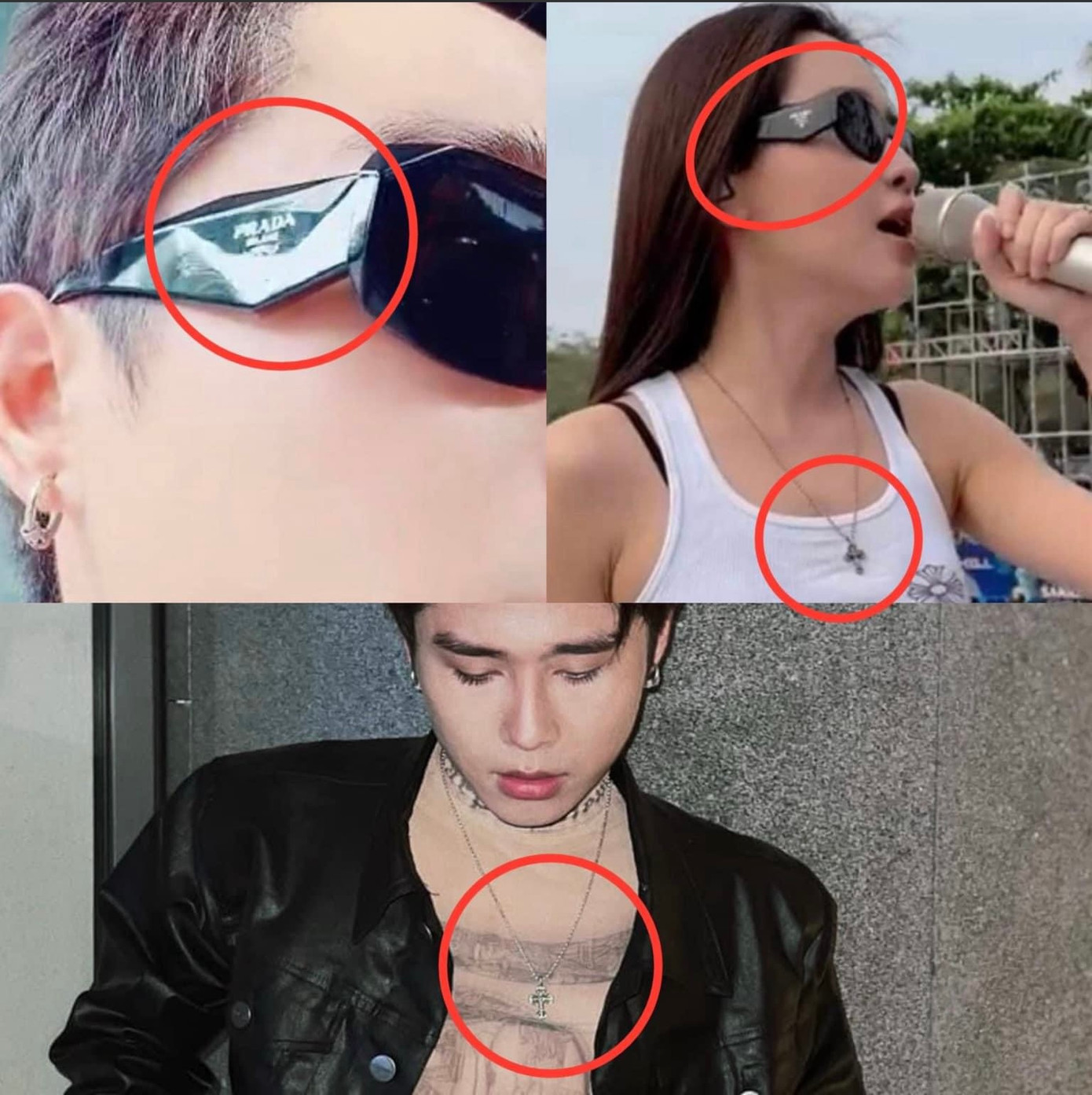 Netizen còn soi ra được cả hai cùng đeo kính và dây chuyền (tình cờ) giống nhau.