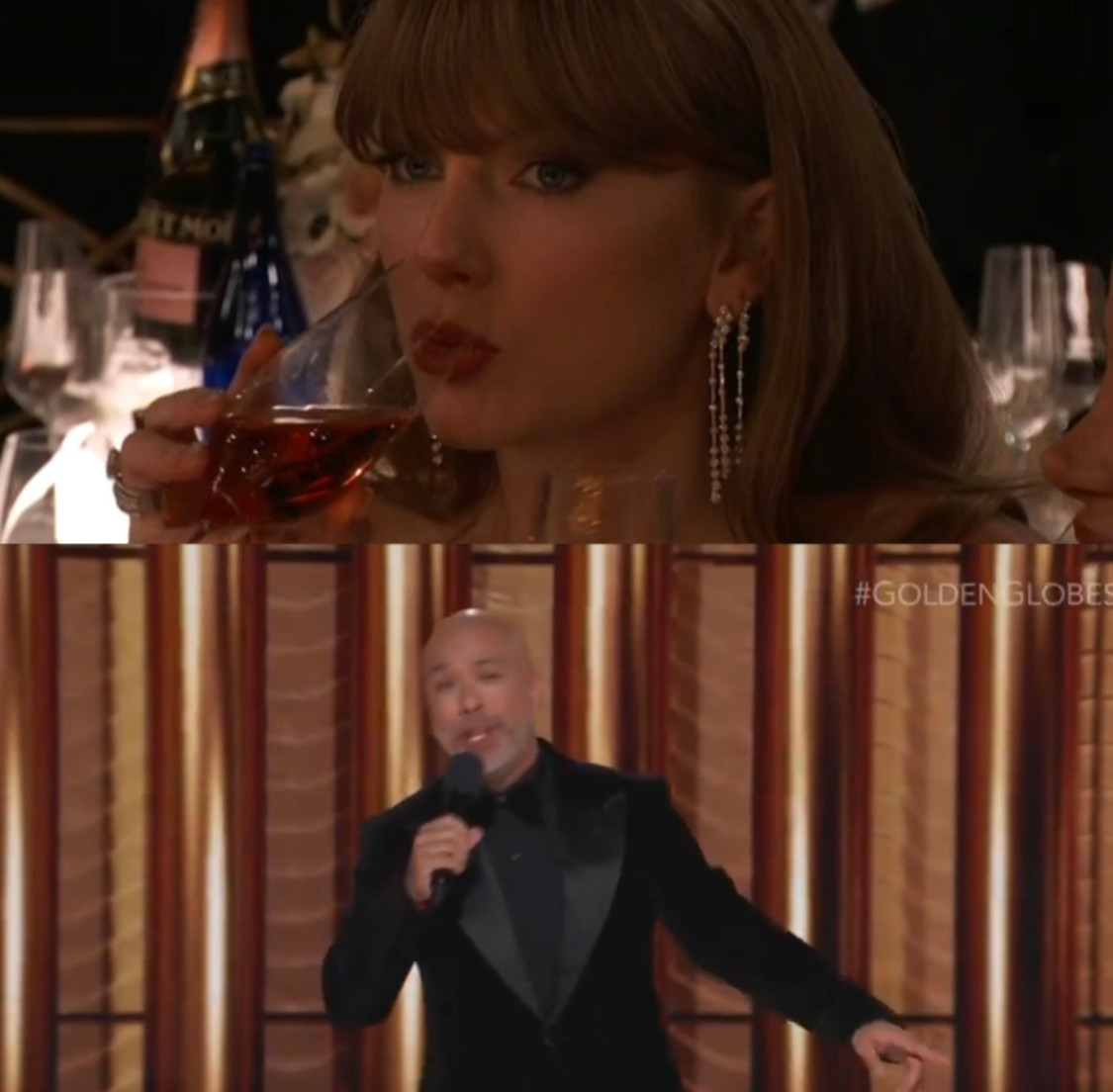 Biểu cảm không mấy thoải mái của Taylor Swift sau câu đùa này.