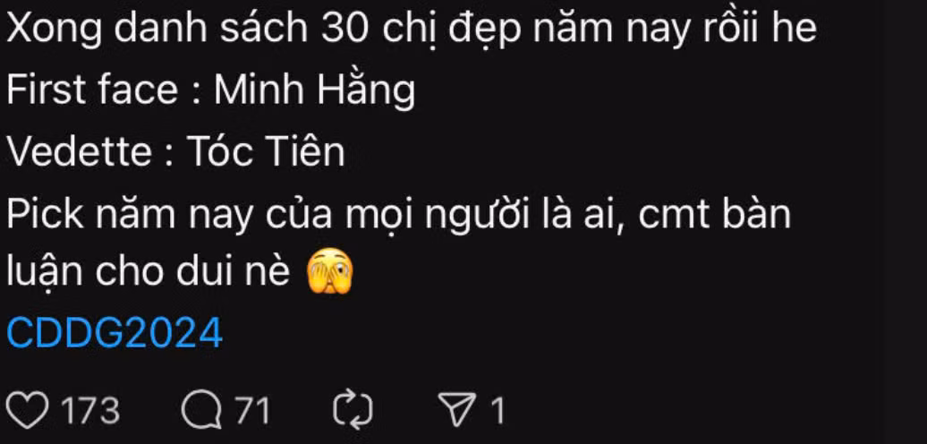 Nhiều người hâm mộ chốt "vơ đét" năm nay là nữ ca sĩ Tóc Tiên.