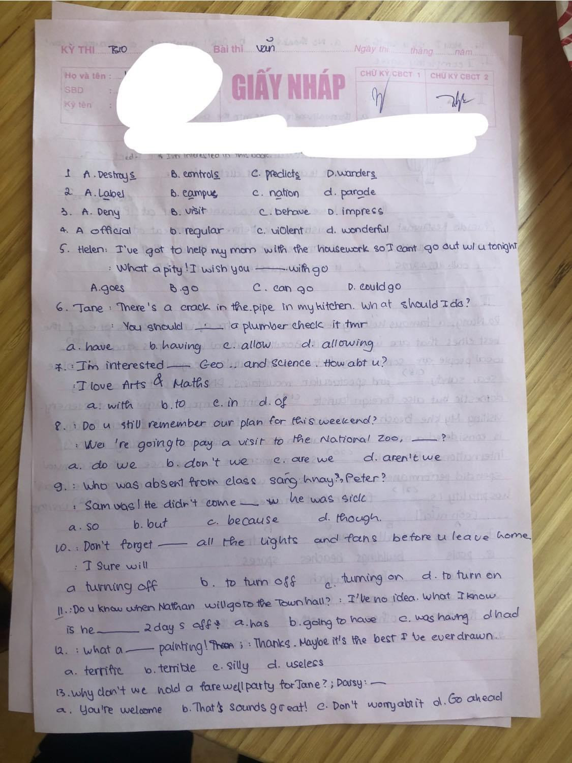 Đề thi, đáp án gợi ý môn Ngoại ngữ kỳ thi tuyển sinh vào lớp 10 tại TP.HCM ảnh 1