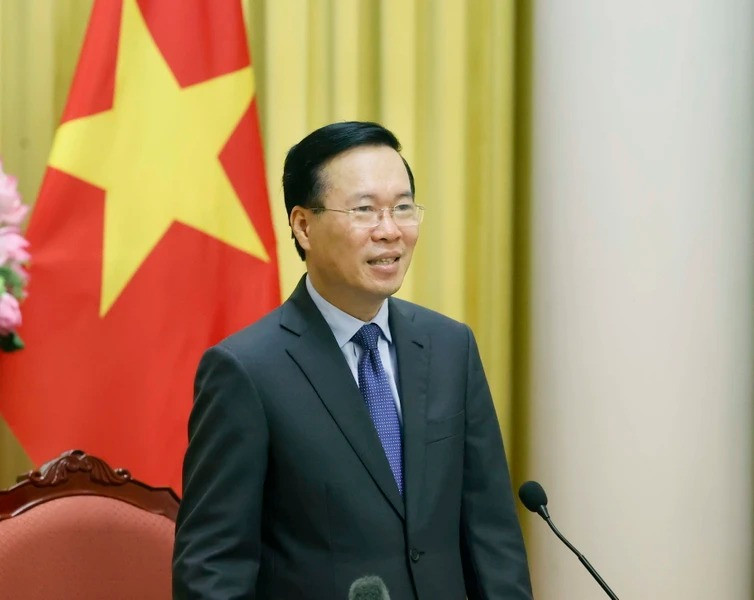 Chủ tịch nước Võ Văn Thưởng với các đại sứ, trưởng cơ quan đại diện Việt Nam tại nước ngoài. (Ảnh: Thống Nhất/TTXVN) Chủ tịch nước Võ Văn Thưởng với các đại sứ, trưởng cơ quan đại diện Việt Nam tại nước ngoài. (Ảnh: Thống Nhất/TTXVN)