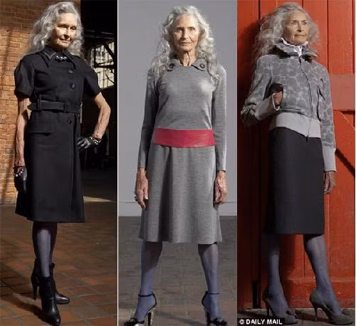 Daphne Selfe ngày ấy và bây giờ Daphne Selfe luôn giữ thái độ vui vẻ và lạc quan trong cuộc sống Một Daphne Selfe tự tin sải bước trên sàn catwalk bất chấp tuổi tác