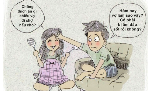 Bộ tranh về sự thay đổi của các cặp vợ chồng sau nhiều năm kết hôn