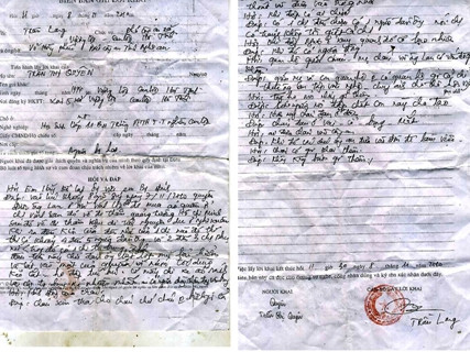 Biên bản lời khai của cháu Q trước cơ quan công an. Ảnh: Bee.net