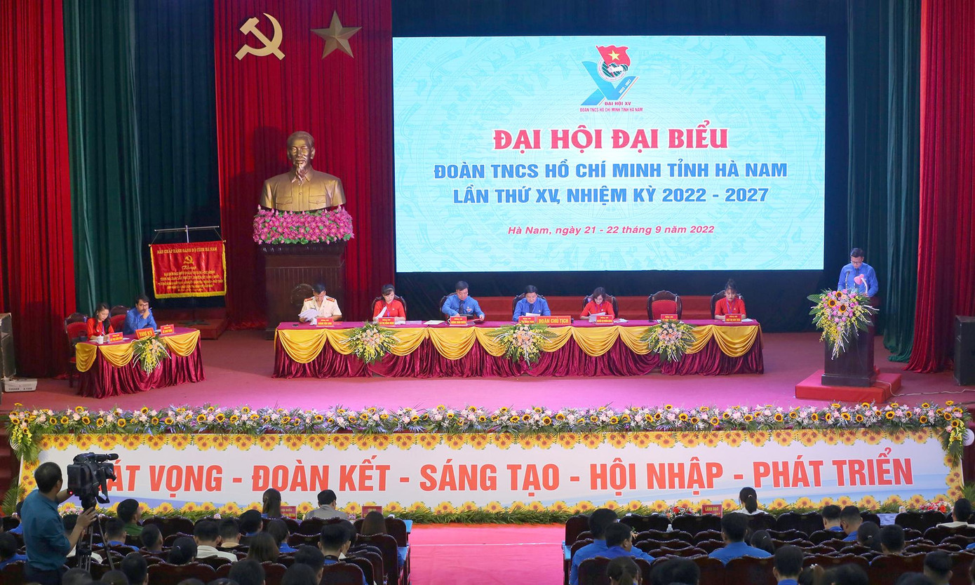Đại hội đại biểu Đoàn TNCS Hồ Chí Minh tỉnh Hà Nam lần thứ XV nhiệm kỳ 2022 - 2027 khai mạc sáng 21/9. Ảnh: Trọng Tài Đại hội đại biểu Đoàn TNCS Hồ Chí Minh tỉnh Hà Nam lần thứ XV nhiệm kỳ 2022 - 2027 khai mạc sáng 21/9. Ảnh: Trọng Tài