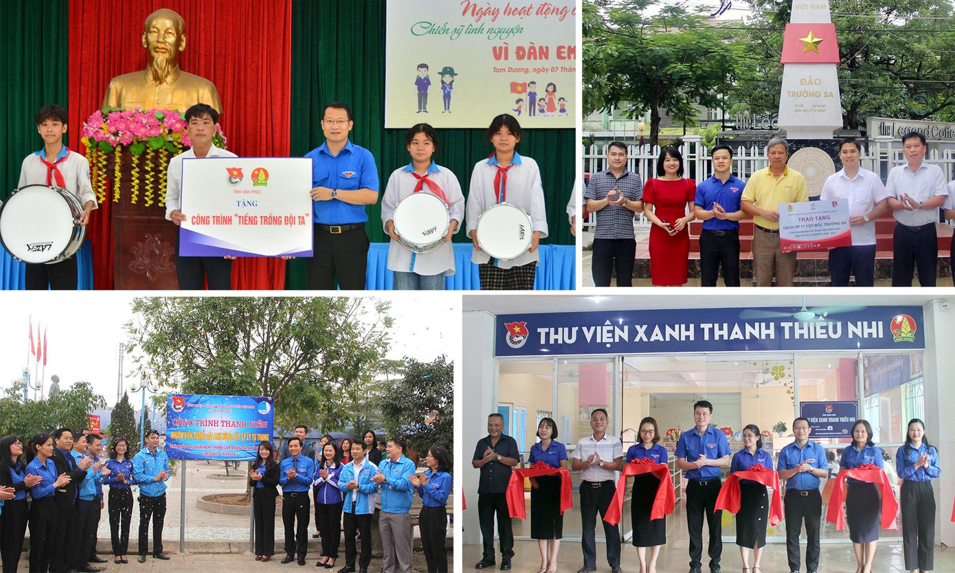 Các công trình thanh niên chào mừng Đại hội Đoàn các cấp tiến tới Đại hội Đoàn tỉnh Vĩnh Phúc lần thứ XVII. Ảnh: TĐVP