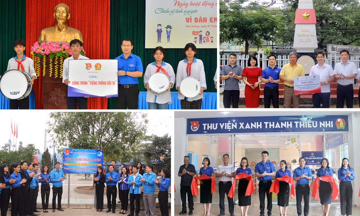 Các công trình thanh niên chào mừng Đại hội Đoàn các cấp tiến tới Đại hội Đoàn tỉnh Vĩnh Phúc lần thứ XVII. Ảnh: TĐVP Các công trình thanh niên chào mừng Đại hội Đoàn các cấp tiến tới Đại hội Đoàn tỉnh Vĩnh Phúc lần thứ XVII. Ảnh: TĐVP