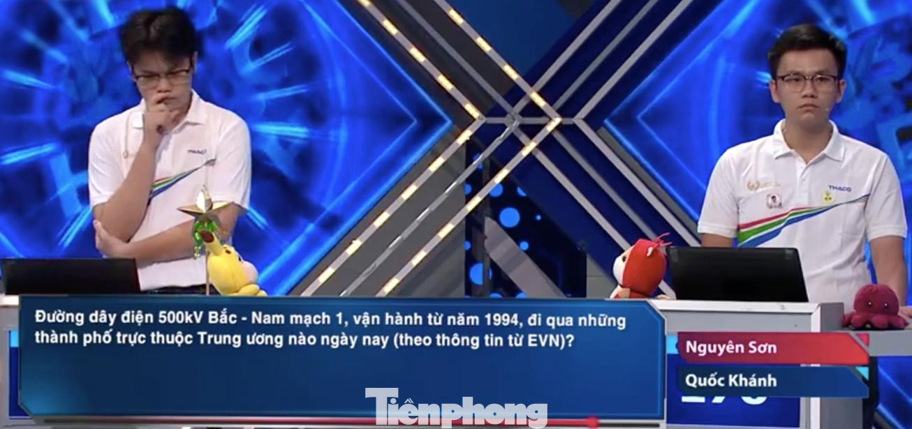 Hai thí sinh Nguyên Sơn và Quốc Khánh bước vào phần thi câu hỏi phụ.