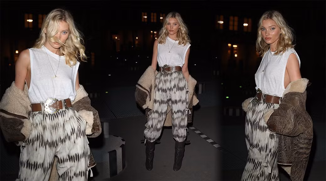 Mẫu nội y Elsa Hosk 'thả rông' vòng 1 với áo mỏng tang đi sự kiện ảnh 1