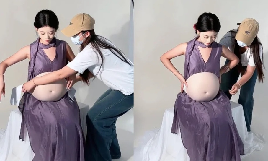 Tỷ lệ sinh con ở Trung Quốc đang thấp kỷ lục. Các cô gái trẻ chỉ muốn trải nghiệm cảm giác chụp ảnh mang thai chứ không muốn thực sự kết hôn có con.