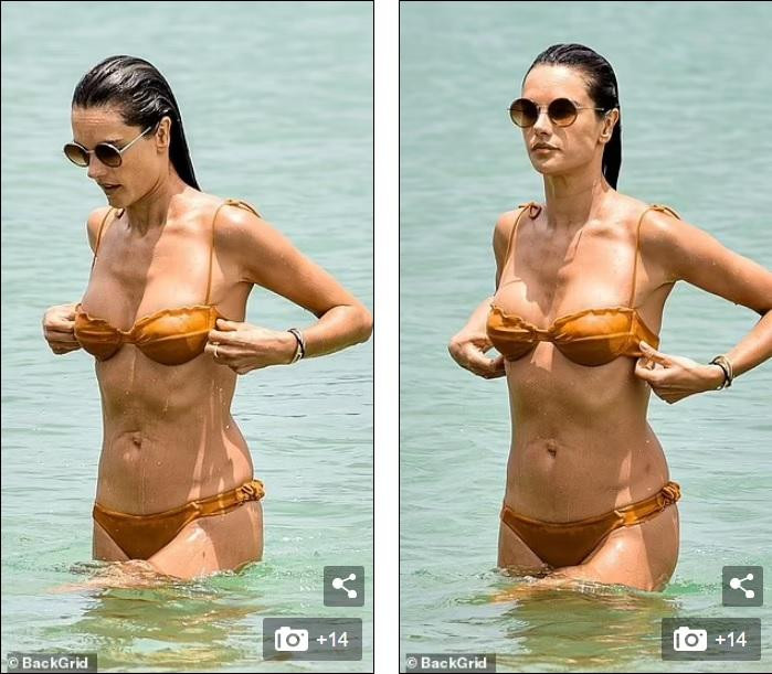 Bước vào tuổi trung niên và từng hai lần sinh nở, Alessandra vẫn giữ được thân hình mảnh mai, vòng hai phẳng lì.