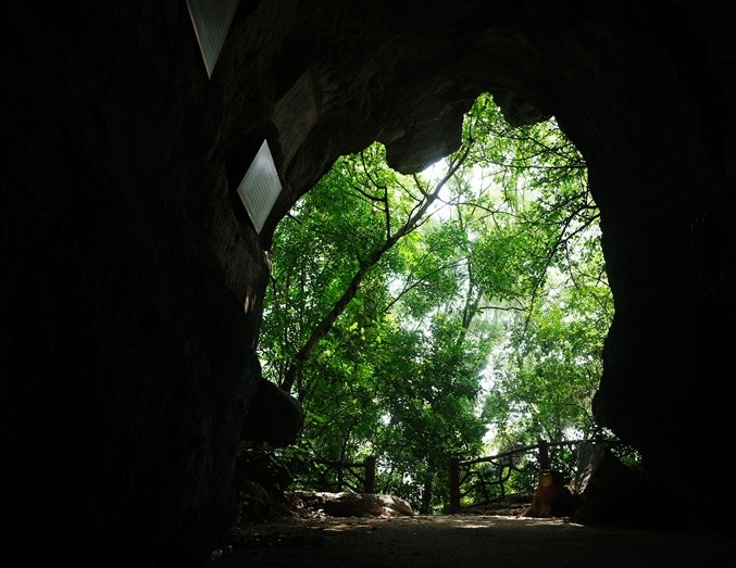 Cửa động nhìn từ bên trong ra ngoài, như mắt con rồng nên động Long Quang còn có tên gọi là Hang Mắt Rồng. Cửa động nhìn từ bên trong ra ngoài, như mắt con rồng nên động Long Quang còn có tên gọi là Hang Mắt Rồng.