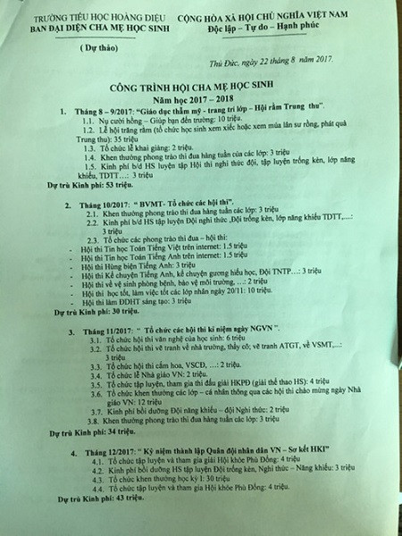 Bị tố lạm thu, Ban đại diện trả lại 332 triệu đồng cho phụ huynh ảnh 1