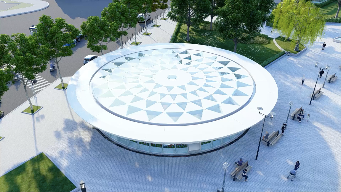 Theo MAUR, giếng trời lấy sáng là công trình có chức năng chính tạo điểm nhấn cũng như cung cấp ánh sáng cho khu vực phía dưới và tạo nên không gian mở giúp cho hành khách đi Metro có thể nhìn trực diện qua chợ Bến Thành. Đây cũng có thể là điểm hẹn vui chơi, check in của người dân, du khách khi đến TPHCM. (Ảnh chụp từ video do MAUR cung cấp)