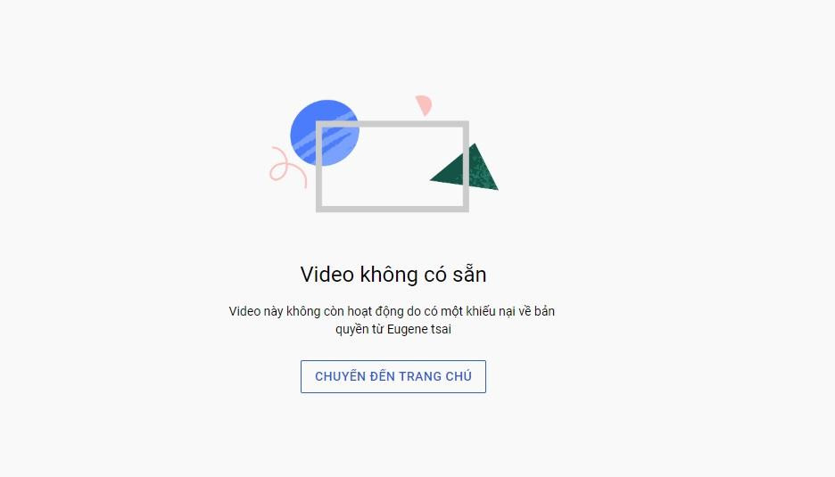 Video Anh yêu em cực bị phía kênh Eugene Tsai khiếu nại bản quyền.