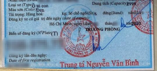 Một mẫu cà-vẹt ô tô do Phòng CSGT Đường bộ - Đường sắt Công an TP HCM cấp (cũ), đang được lưu hành.
