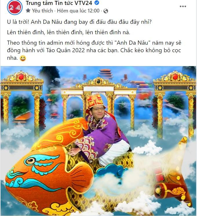 Fanpage Trung tâm Tin tức VTV24 thông báo BTV Việt Hoàng sẽ lên Thiên đình trong Táo Quân 2022