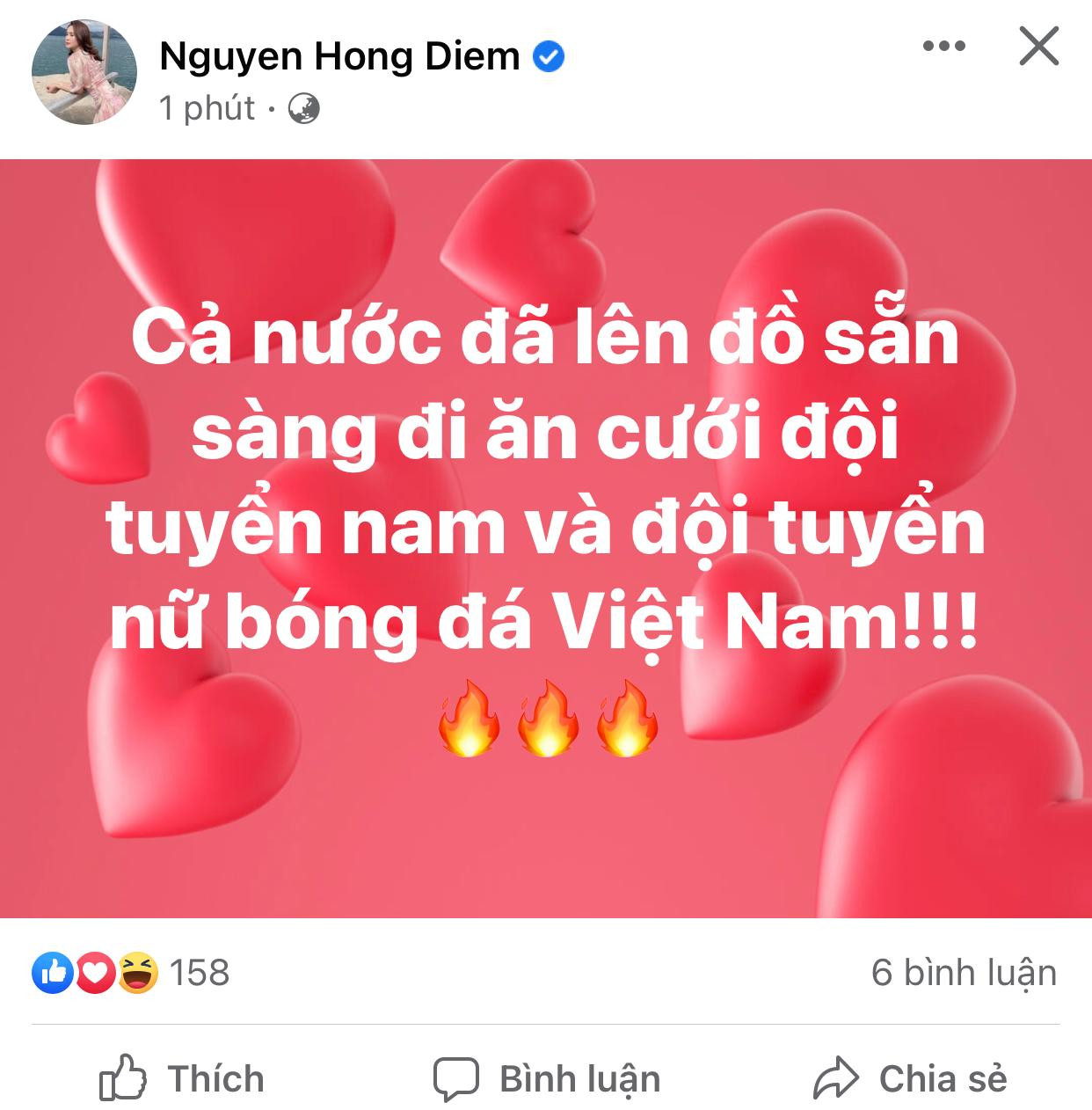 Hồng Diễm cập nhật trạng thái.