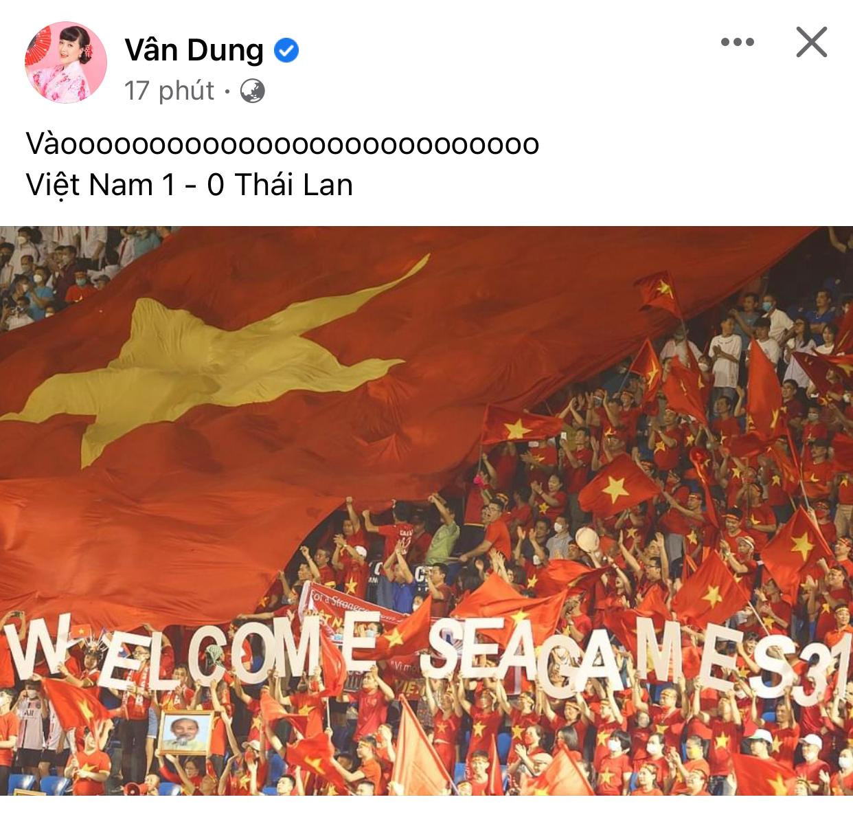 Nghệ sĩ Vân Dung cập nhật &quot;bàn thắng vàng&quot; của Nhâm Mạnh Dũng.