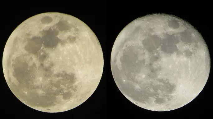 Mặt Trăng trong "nguyệt thực nửa tối" có màu hơi tối hơn Mặt Trăng bình thường (ảnh phải) và cũng mờ hơn, khó quan sát các hố va chạm dù chụp bằng cùng một thiết bị - Ảnh: ANH THƯ Mặt Trăng trong "nguyệt thực nửa tối" có màu hơi tối hơn Mặt Trăng bình thường (ảnh phải) và cũng mờ hơn, khó quan sát các hố va chạm dù chụp bằng cùng một thiết bị - Ảnh: ANH THƯ