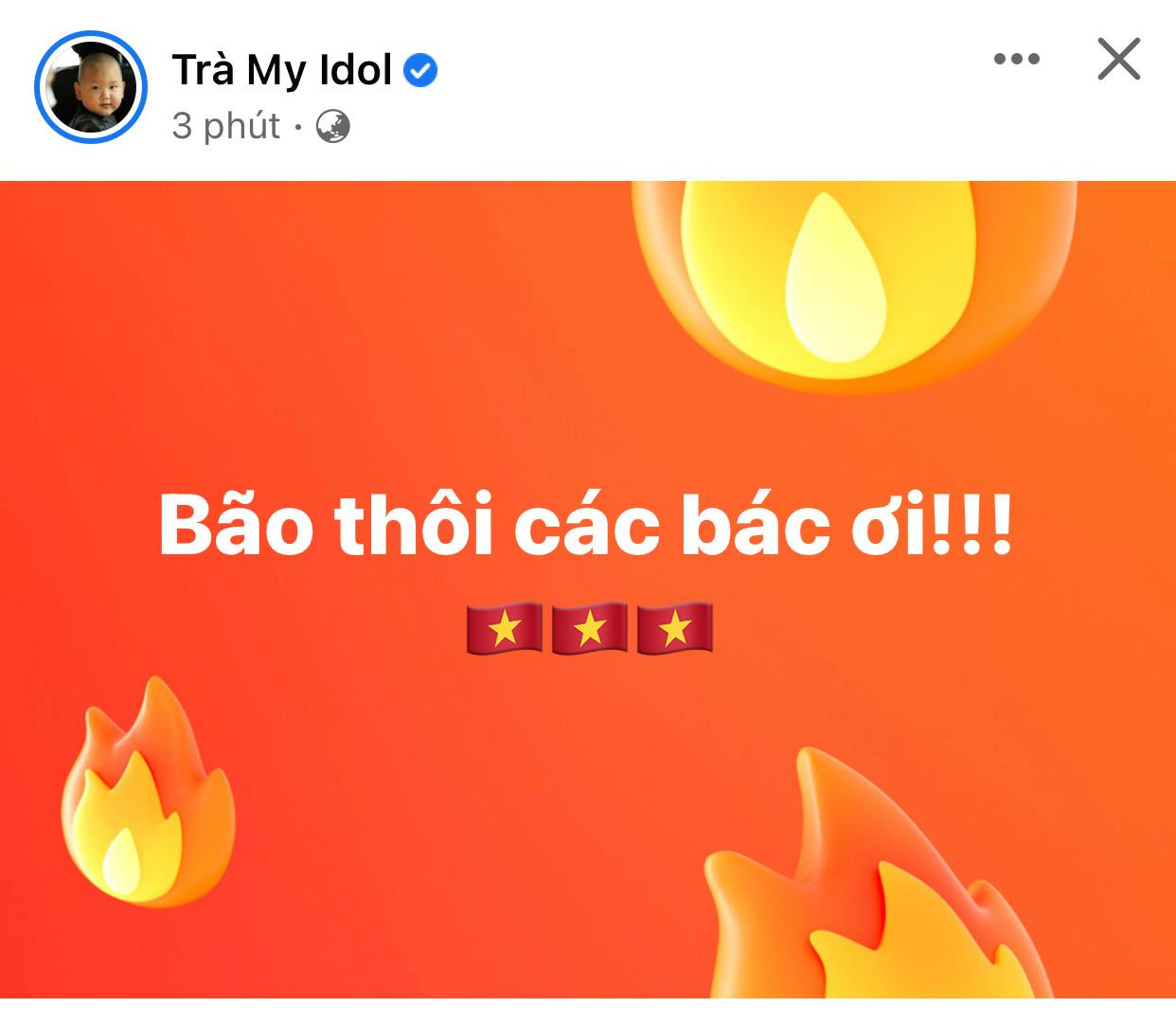Trà My Idol vui mừng trước chiến thắng.
