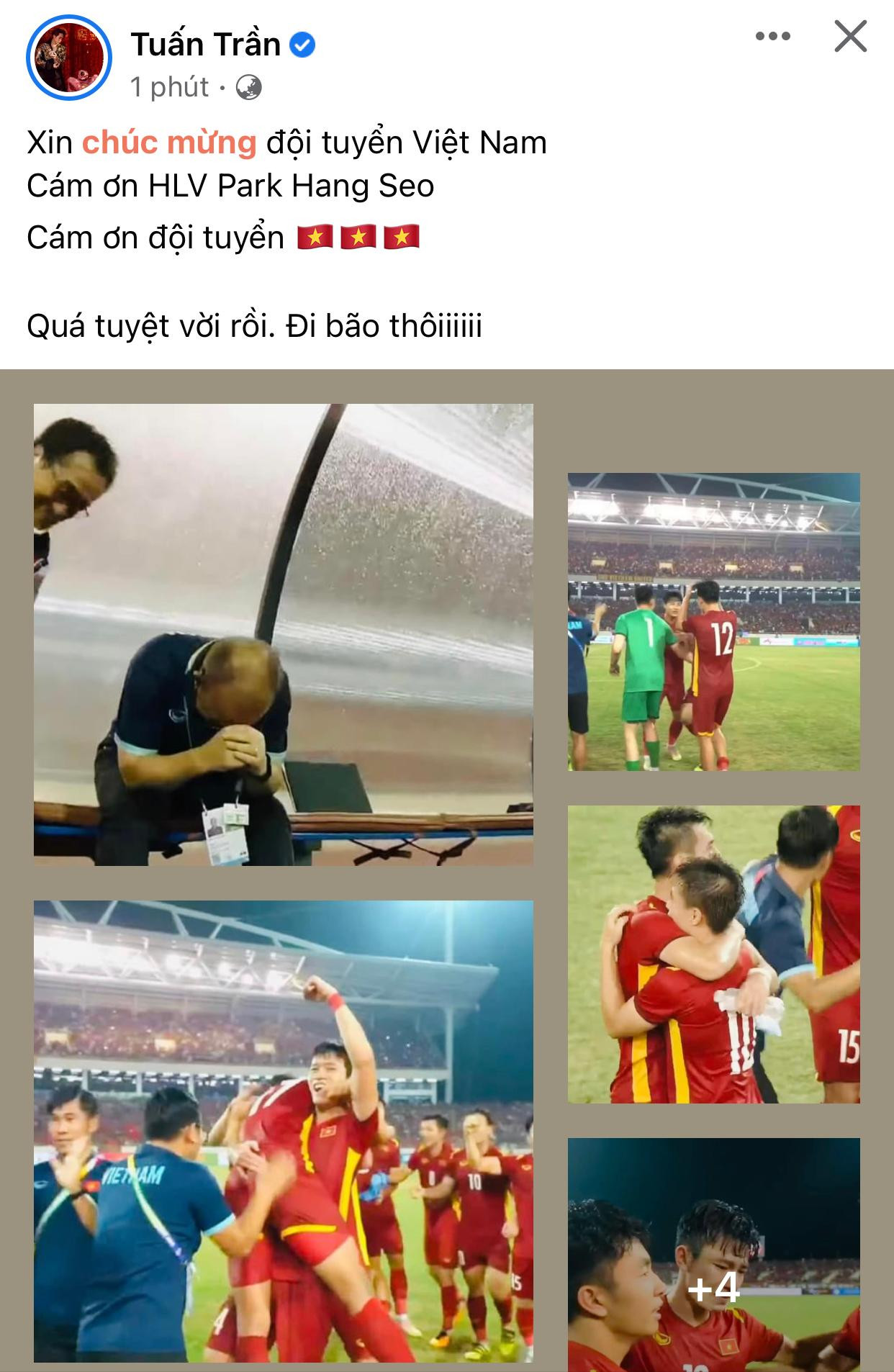 Tuấn Trần dành lời cảm ơn đến HLV Park Hang-seo và các chàng trai.