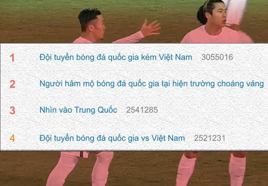 Thông tin về trận quyết đấu giữa Việt Nam - Trung Quốc chiếm hàng top trên Weibo với hàng triệu lượt truy cập