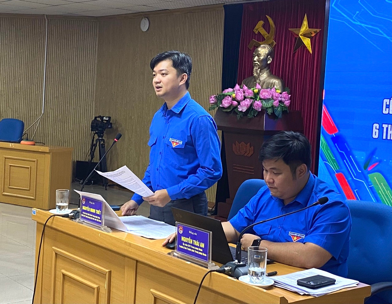 Anh Nguyễn Minh Triết, Bí thư T.Ư Đoàn, Chủ tịch T.Ư Hội SVVN phát biểu tại hội nghị giao ban.