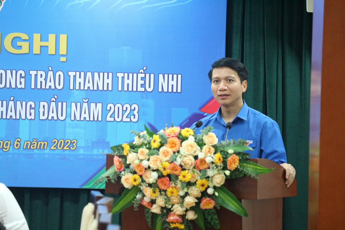 Anh Nguyễn Ngọc Lương, Bí thư Thường trực T.Ư Đoàn, Chủ tịch T.Ư Hội LHTN Việt Nam phát biểu tại hội nghị