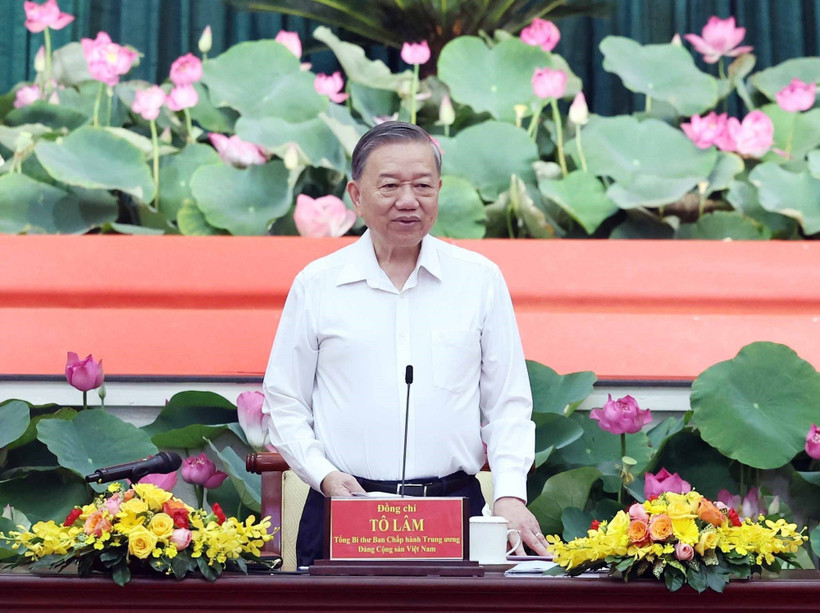 Tổng Bí thư Tô Lâm chủ trì buổi làm việc. (Ảnh: THỐNG NHẤT-TTXVN)