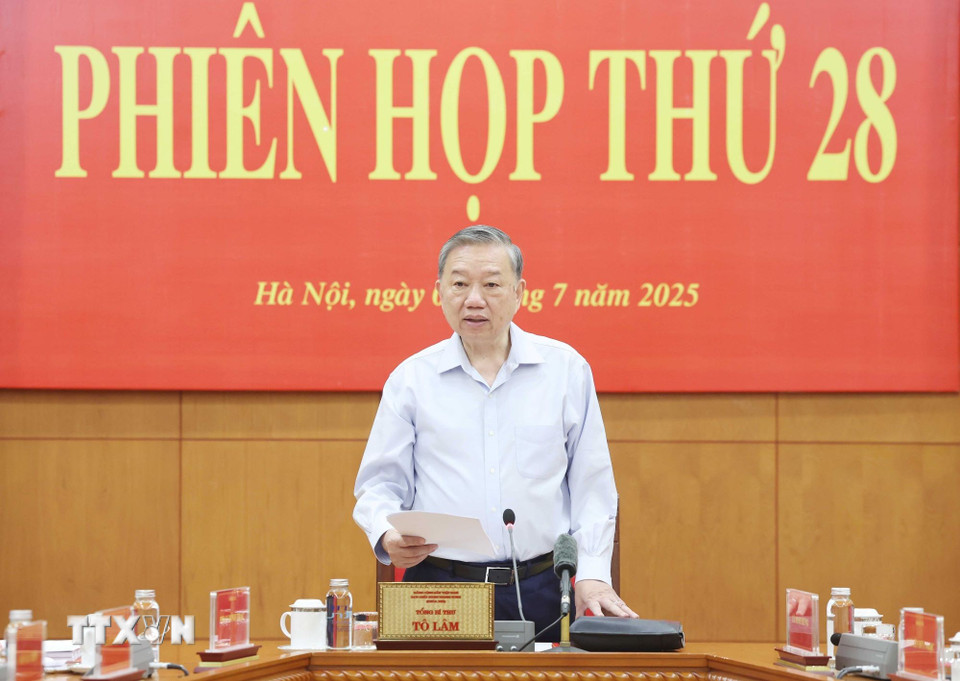 Tổng Bí thư Tô Lâm, Trưởng Ban Chỉ đạo Trung ương về phòng chống tham nhũng, lãng phí, tiêu cực, phát biểu tại Phiên họp thứ 28 của Ban Chỉ đạo.