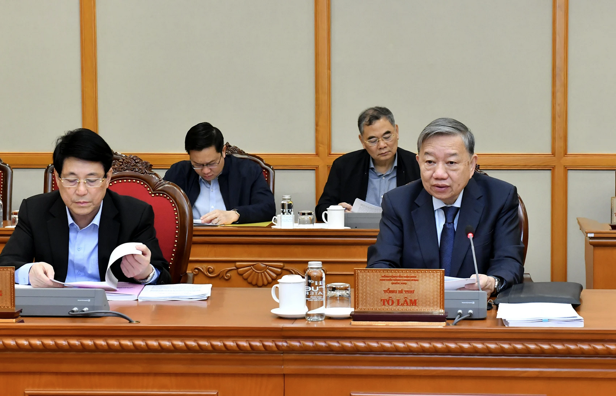 Tổng Bí thư Tô Lâm, Trưởng Ban Chỉ đạo phát biểu chỉ đạo phiên họp. Ảnh: Báo Nhân Dân Tổng Bí thư Tô Lâm, Trưởng Ban Chỉ đạo phát biểu chỉ đạo phiên họp. Ảnh: Báo Nhân Dân