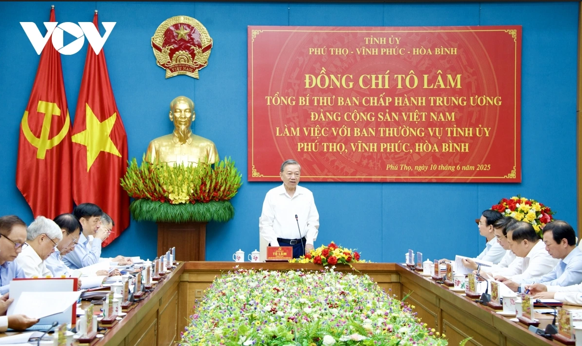 Tổng Bí thư Tô Lâm chủ trì buổi làm việc với Ban thường vụ tỉnh uỷ các tỉnh Phú Thọ, Vĩnh Phúc và Hoà Bình