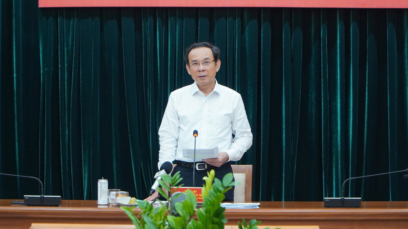 Bí thư Thành ủy TPHCM Nguyễn Văn Nên phát biểu. Ảnh: Báo Pháp luật TPHCM