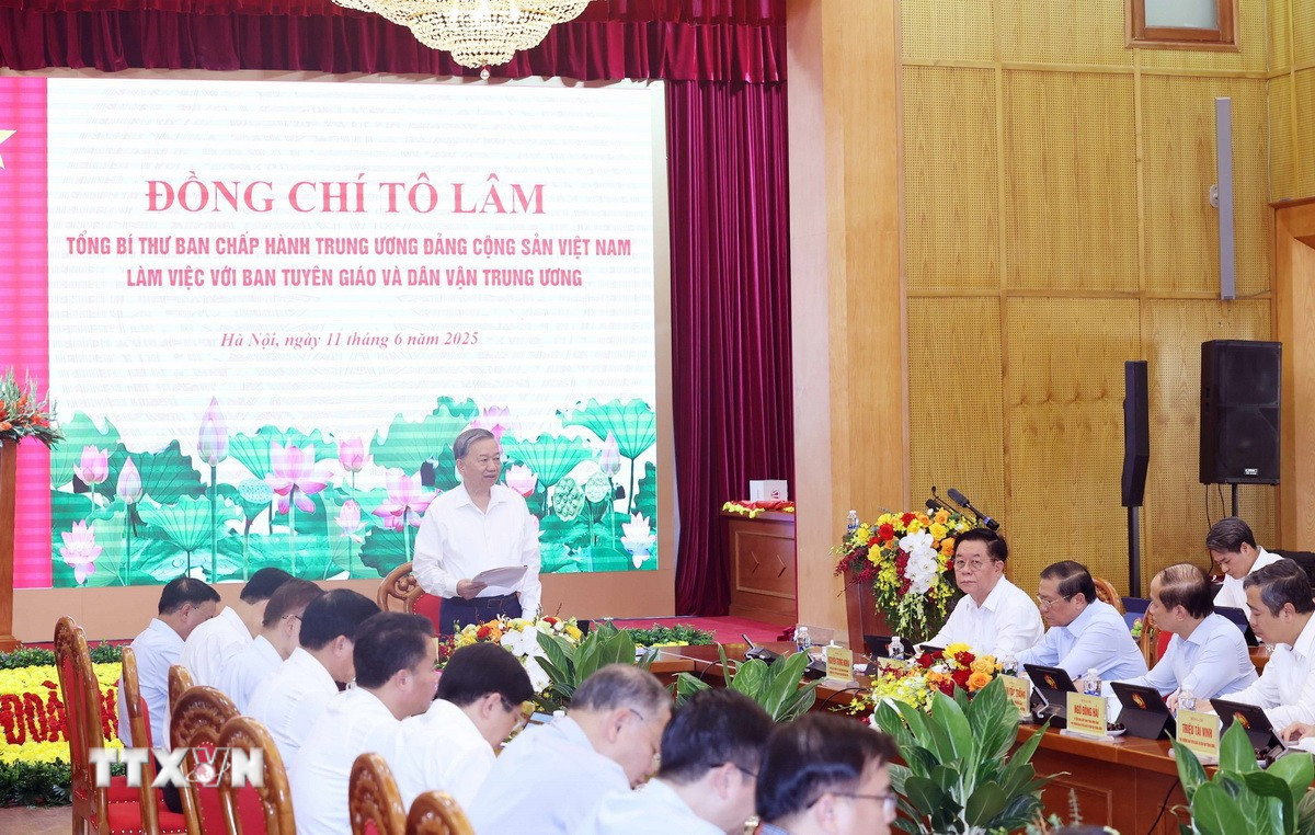Tổng Bí thư Tô Lâm phát biểu chỉ đạo. (Ảnh: Thống Nhất/TTXVN).