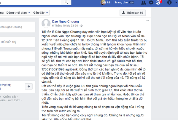 Rao bán thơ để “chữa bệnh” ảnh 1