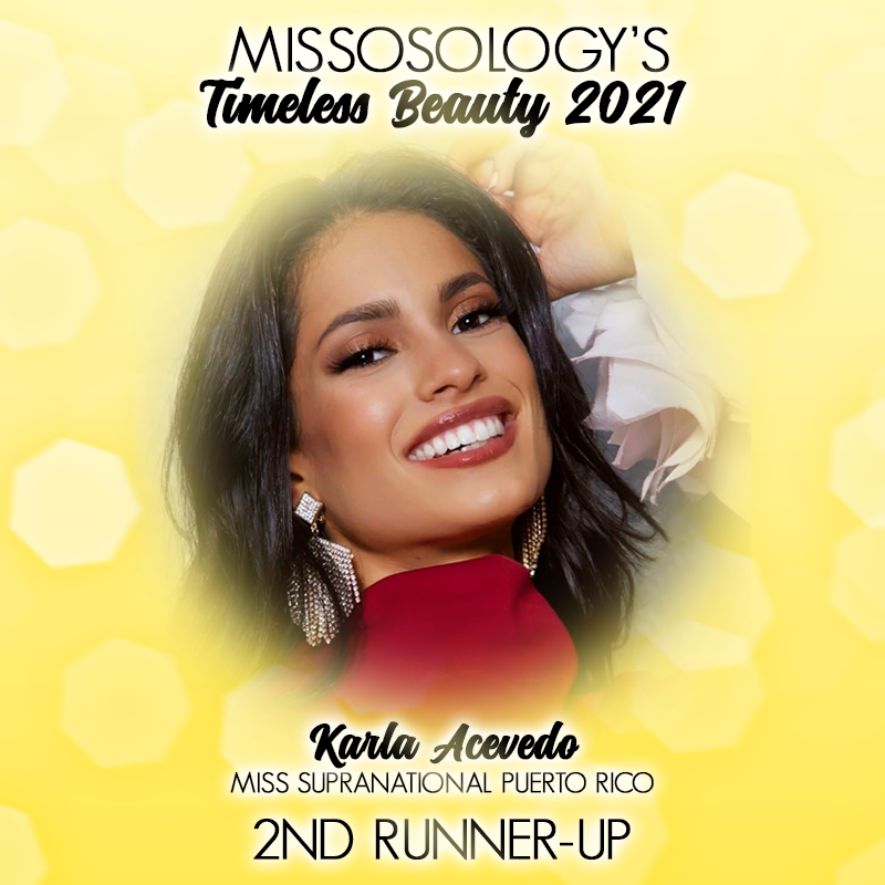 Đứng thứ 3 là Á hậu 1 Hoa hậu Siêu quốc gia 2021 - Karla Guilfu Acevedo.