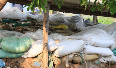 ... xung quanh được chèn bằng bao tải...đất.